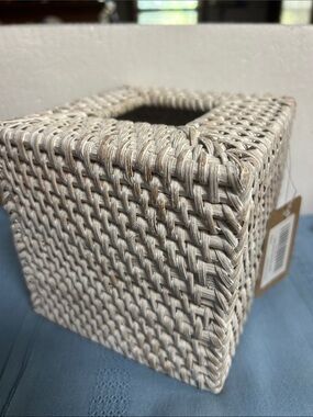 New Rattan Tissue Box Cover White